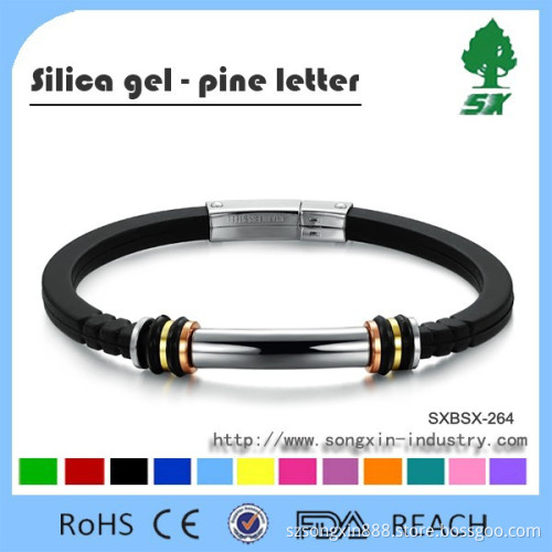 Best sale Fashion high quality 316L Stainless Steels and Genuine silicone sports bracelt&bangles
